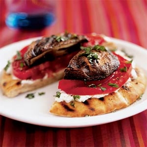 Grilled Portobello-Goat Cheese Pitas