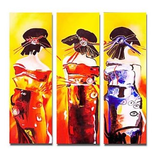 Hand-painted People Oil Painting - Set of 3 - Free Shipping