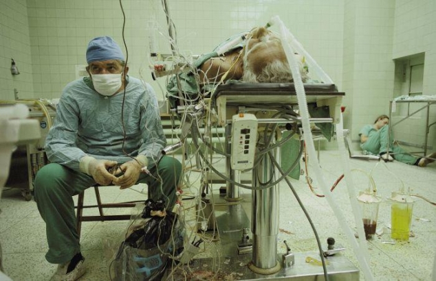 Heart surgeon after 23-hour (successful) long heart transplantation
