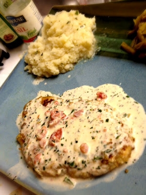 Herb Crusted Chicken in Basil Cream Sauce 