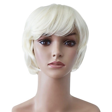 High Quality Capless Short White Wavy Synthetic Japanese Kanekalon Christmas Parties Wigs