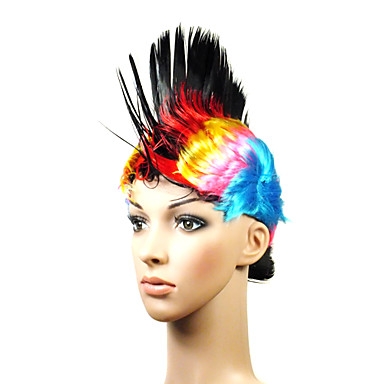 High Quality Capless Synthetic Colorful Cristate Costume Party Wig