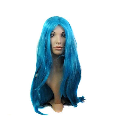 High Quality Capless Synthetic Long Blue Costume Party Wig