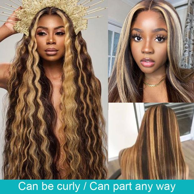 Hightlight Piano Color 4*4 13*4 13*6 Lace Front Wigs Brazilian Human Hair - Image 3