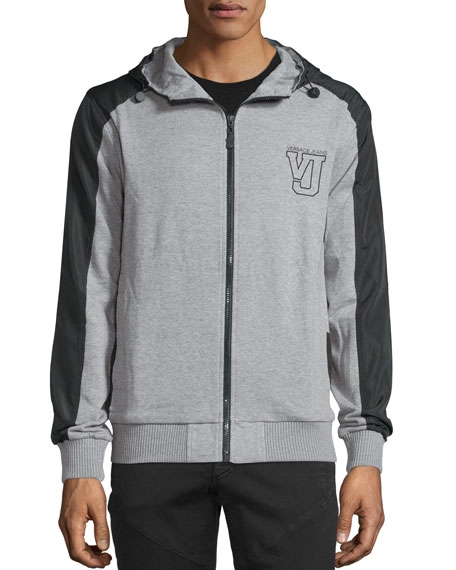 Versace Hooded Zip-Front Jacket, Gray - Image 3