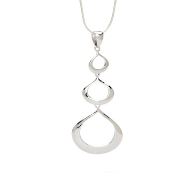 John Greed sterling silver chain with triple tear-drop pendant