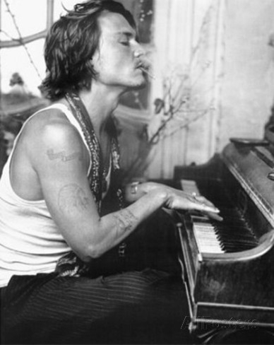 Johnny Depp playing piano