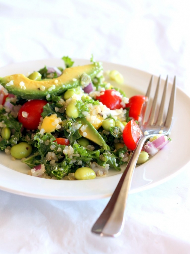 Kale, Edamame, & Quinoa Salad with Lemon Vinaigrette