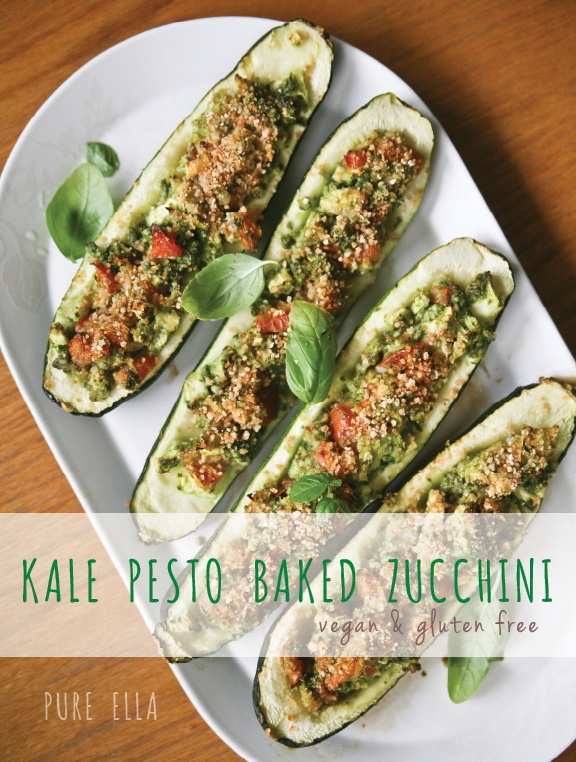 Kale Pesto Baked Zucchini