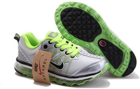 Kids Nike Air Max Silver Green Shoes
