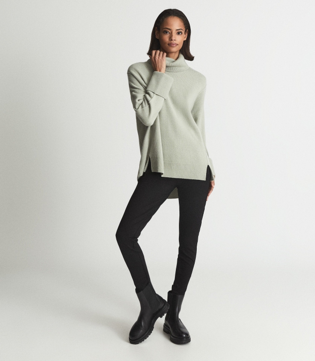 Knitted Cashmere Blend Roll Neck Jumper