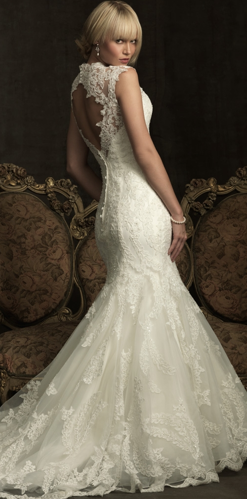 Lace Wedding Dress with Open Back