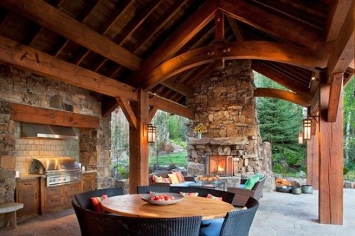 Large post and beam covered porch