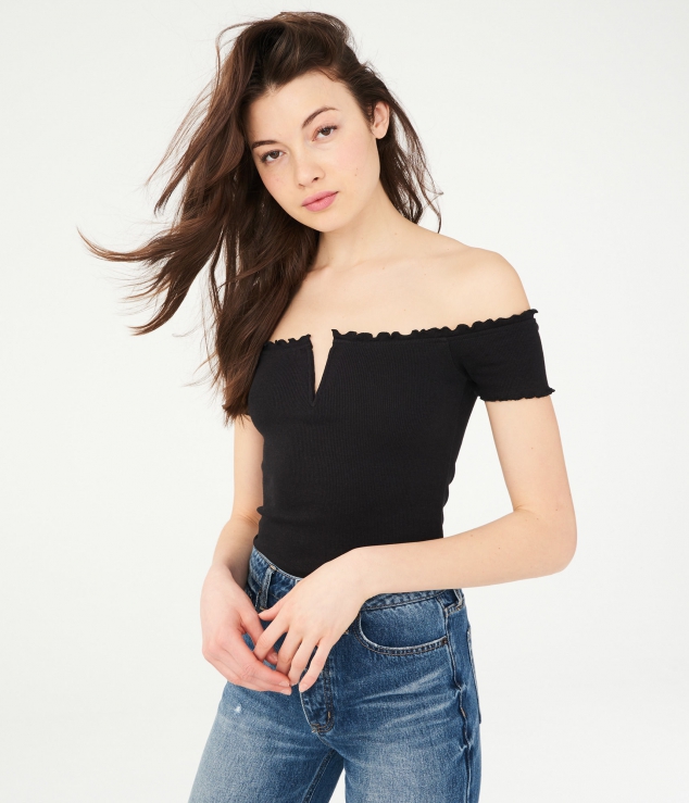 Lettuce-Trim Off-The-Shoulder Top