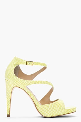 Lime Green Snakeskin Jujette Heeled Sandals