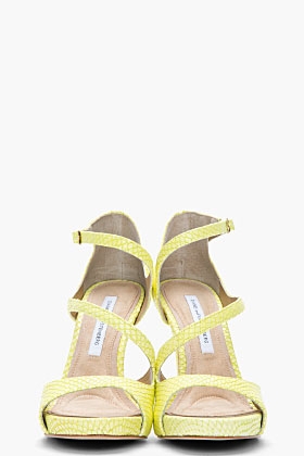 Lime Green Snakeskin Jujette Heeled Sandals - Image 3