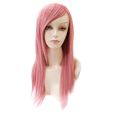 Long Straight Pink Party Hair Wig