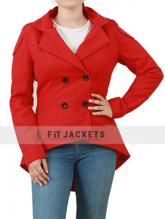 Madelaine Petsch Red Wool Jacket