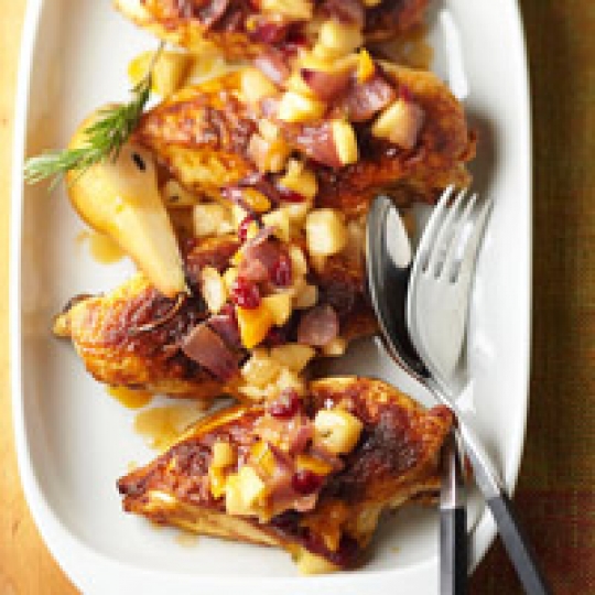 Roasted Chicken Breasts with Caramelized Onions and Fall Fruit