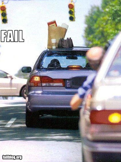 Fail: Driving off having left your stuff on the roof of your car.