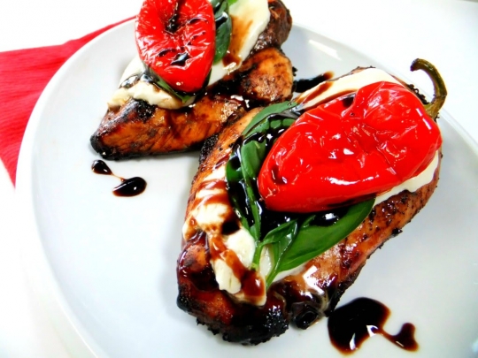 Grilled chicken with balsamic reduction