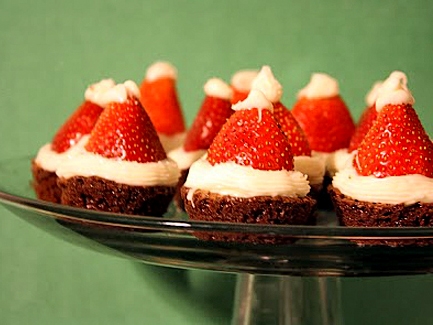 Santa Hat Brownie Bites