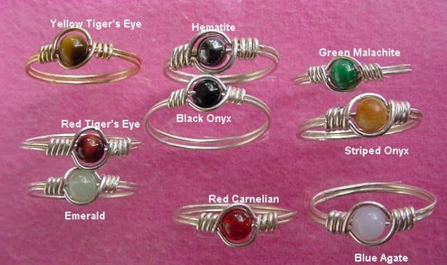 wire and gem rings