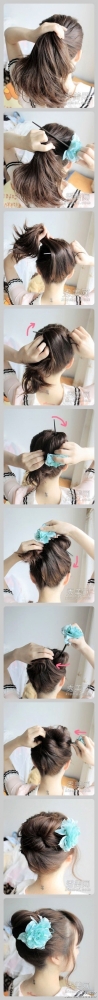 Hair up-do. Easily hold up your hair with this style