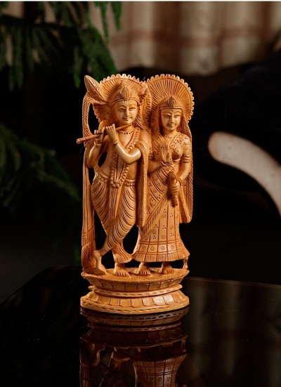 Adorably Carved Radha And Krishna