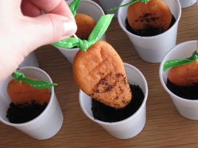 Edible Carrot cookies in Dirt