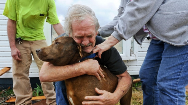 Man reunited with his dog after Alabama hurricane