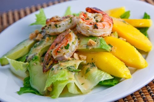 Mango Avocado and Grilled Shrimp Salad