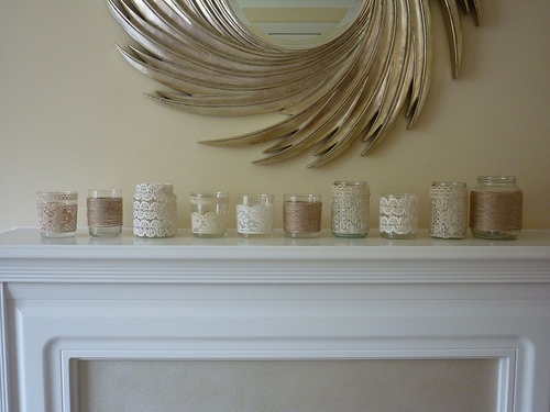 Mason Jar Candle Holders and Lace - Image 2