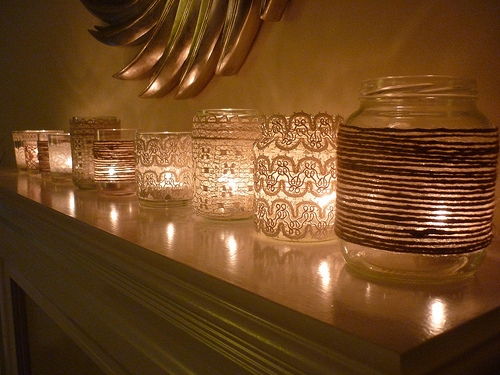 Mason Jar Candle Holders and Lace - Image 3