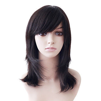 Medium Natural Curly Black Human Hair Wig