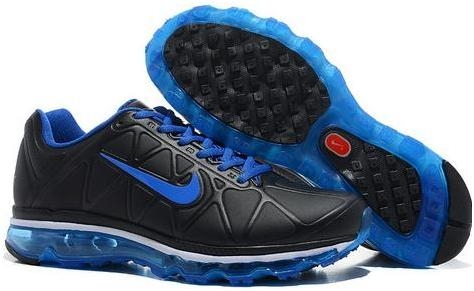 Mens Nike Air Max 2011 Leather Black Blue 429889004 - FaveThing.com