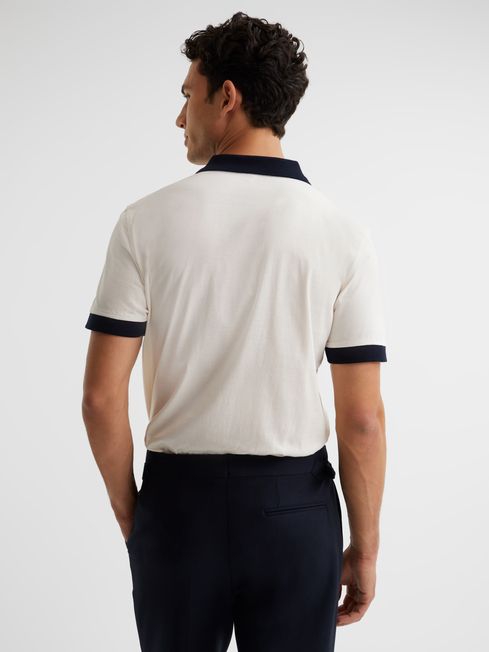 Mercerised Zip Neck Polo T-Shirt - Image 3