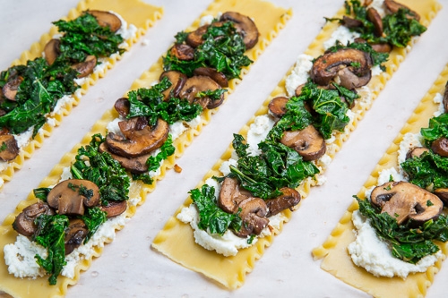 Mushroom Lasagna Roll Ups in Creamy Gorgonzola Cauliflower Sauce - Image 3