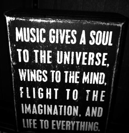 Music gives a soul to the universe...