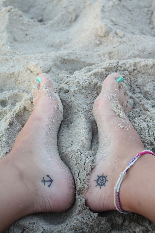 Nautical foot tattoos