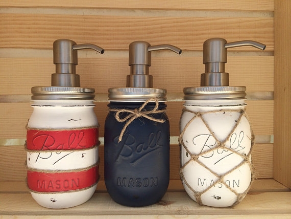 Nautical Mason Jar Soap Dispenser
