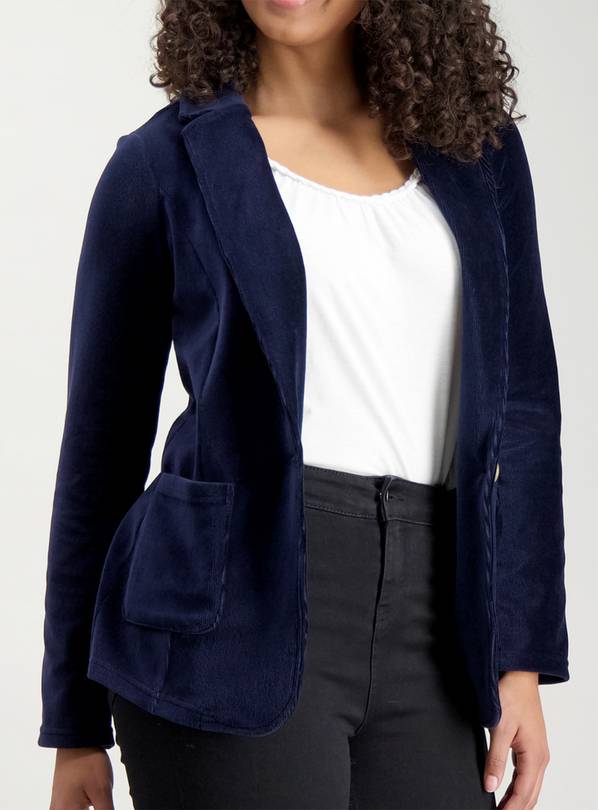 Navy Jersey Corduroy Blazer - Image 2