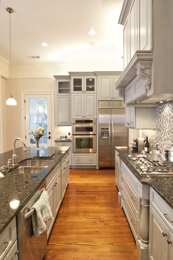 Nice grey kitchen cabinets; very clean looking