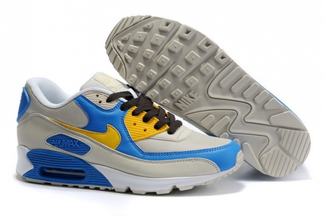 Nike Men Air Max 90 Mesh Beige Blue Yellow