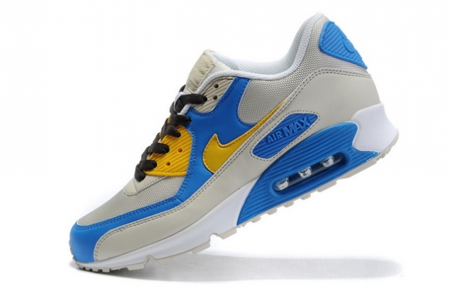 Nike Men Air Max 90 Mesh Beige Blue Yellow - Image 3