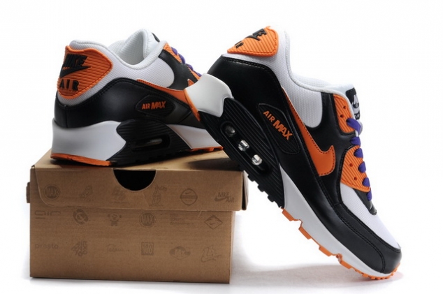 Nike Men Air Max 90 Mesh Black White Orange - Image 2