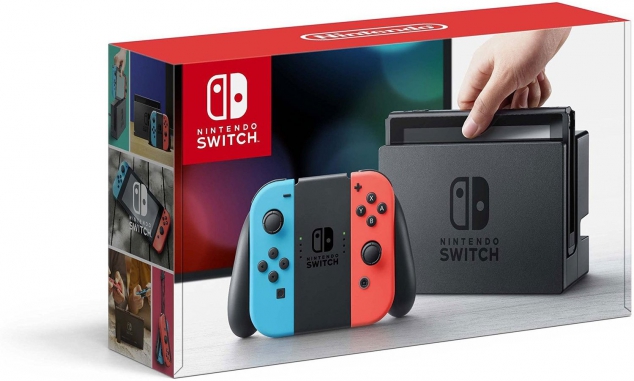 Nintendo Switch with Neon Red and Neon Blue Joy-Cons