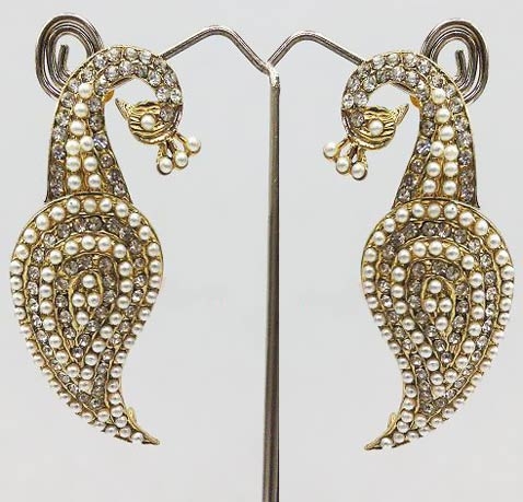 Off White Stone Studded Imitation Earring