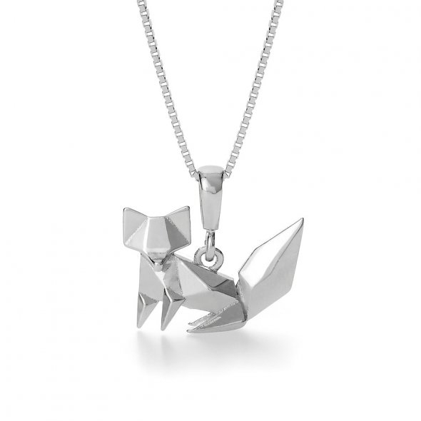 Origami Fox White Gold Plated Silver Necklace by John Greed 