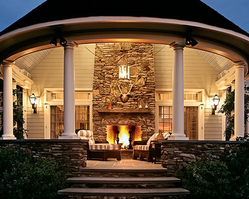 Outdoor Fireplace on Porch